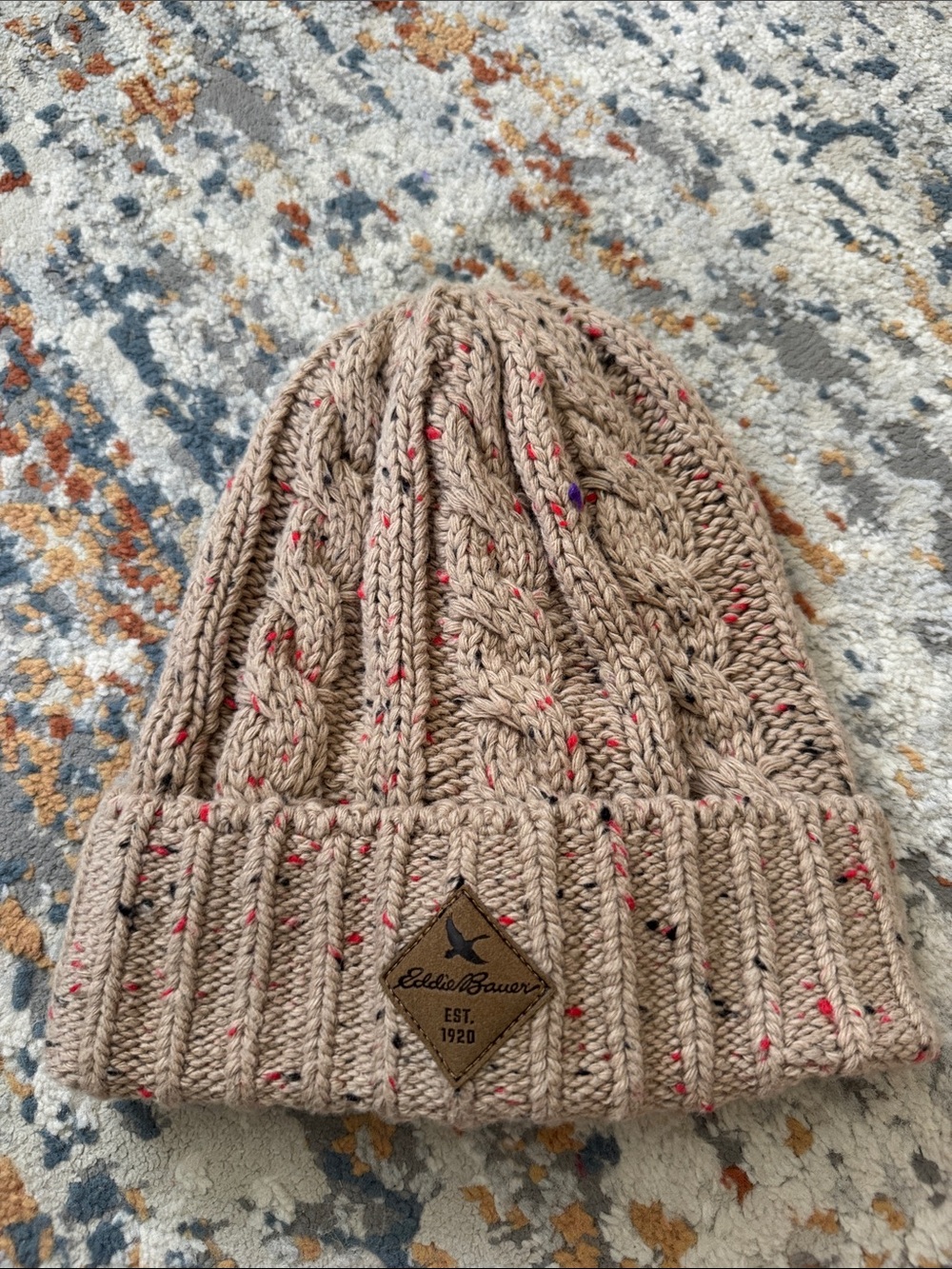 Eddie Bauer Tan Cable Knit Beanie